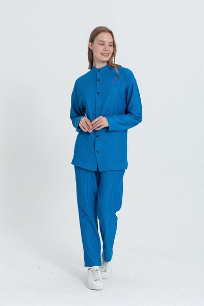 Rocqerx R-4332 Judge Collar Shirt Waist Elastic Trousers Wide Ottoman Set
