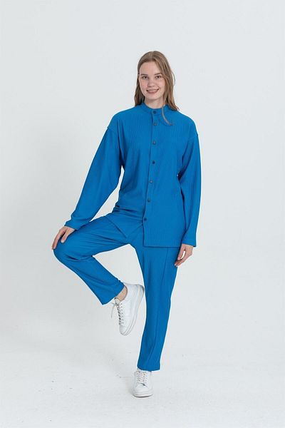 Rocqerx R-4332 Judge Collar Shirt Waist Elastic Trousers Wide Ottoman Set