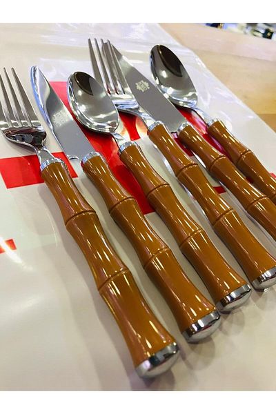 Porio 36 Piece Brown Spoon Set for 6 People
