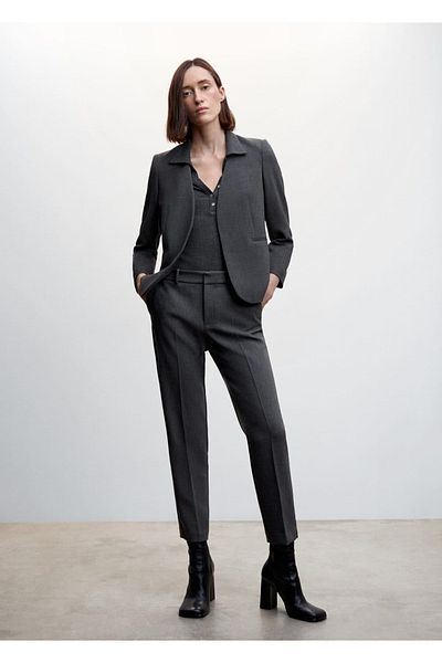 MANGO Woman Collarless Fabric Jacket