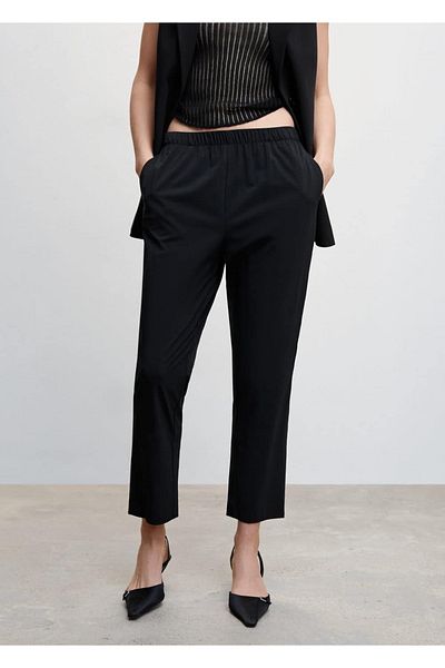 MANGO Woman Loose Trousers with Elastic Waist