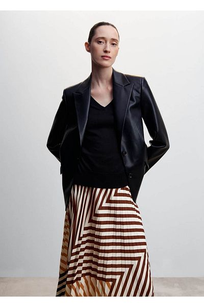 MANGO Woman Fustă plisată cu model