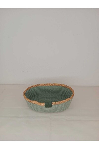 Hasır Detaylı Oval Düzenleyici Sepet (Taban: 21cmx8cm)
