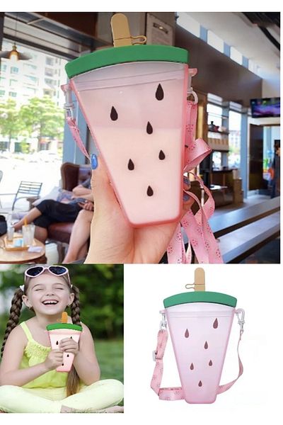 KÜÇÜK EW Watermelon Slice Water Bottle with Straw Water Bottle Water Bottle | Bpa Free Water Bottle Water Bottle Sports Drink Bottle