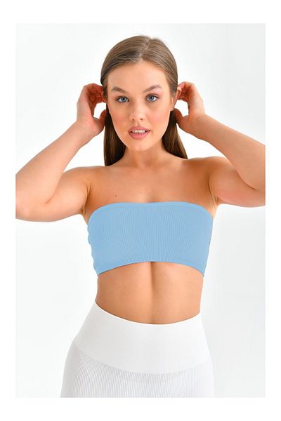 MİSTİRİK Model Palude Model tricotat fără cusături Bustieră fără bretele Model fără cusături Bondeo Ice Blue Color