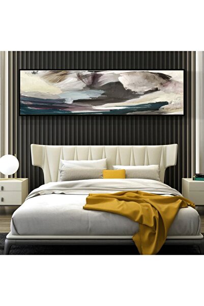 Markazip Otel Ve Yatak Başlığı Için Siyah Metal Çerçeveli Kanvas Tablo 50x120cm Kod: P40