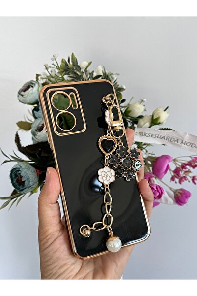 Aksesuarda Moda Redmi Note 11 E Uyumlu Çiçekli Taşlı İncili El Geçmeli Lazer ...