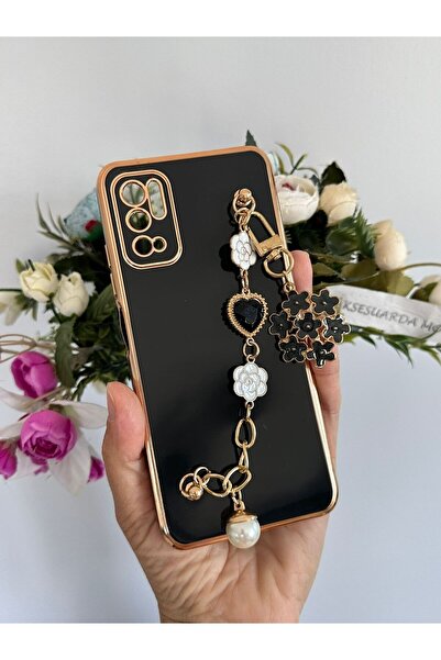 Aksesuarda Moda حافظة Redmi Note 10 5G المتوافقة مع الزهور والأحجار واللؤلؤ ا...