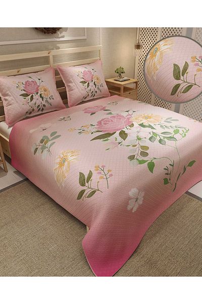 MonoHome Pique Set Cotton Double Jacquard Woven Bedspread Pink Rose