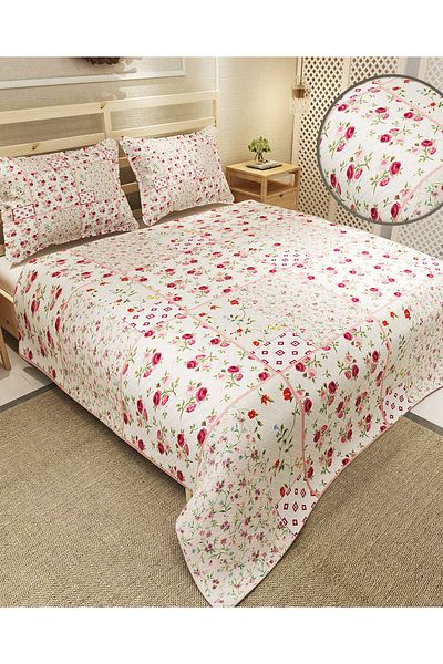 MonoHome Pique Set Cotton Double Jacquard Woven Bedspread Rose Branch