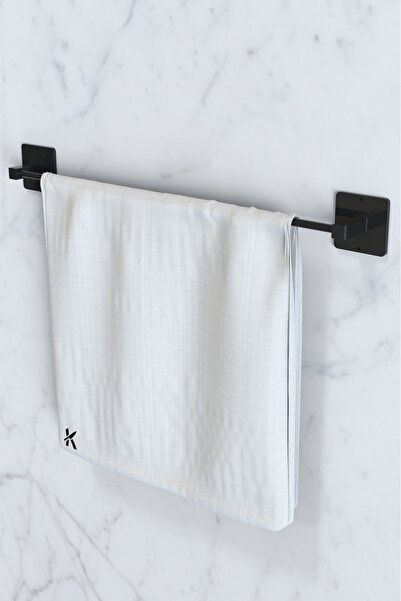 KARTEYA Yapışkanlı Siyah Uzun Havluluk Pratik Ve Şık Banyo Mutfak Havluluk