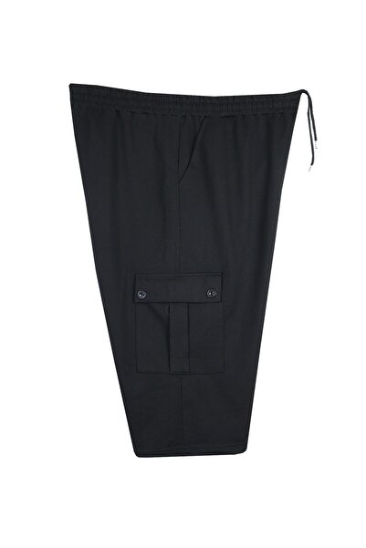 marufshop Erkek Büyük Beden Kargo Cepli Penye Kapri Siyah