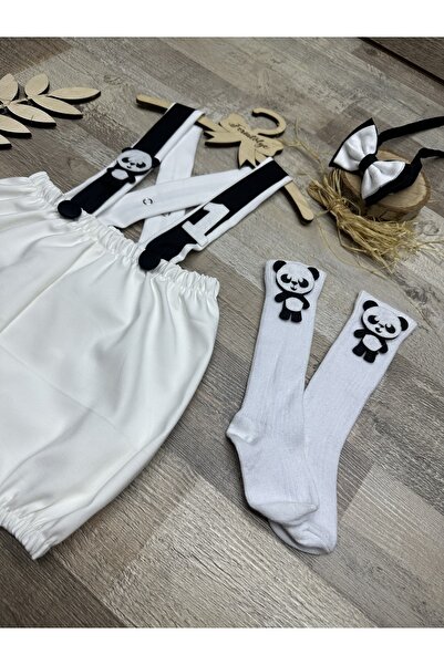 Feriatolye Panda konsepti beyaz siyah romper 1 yaş doğum günü özel gün çekim ...