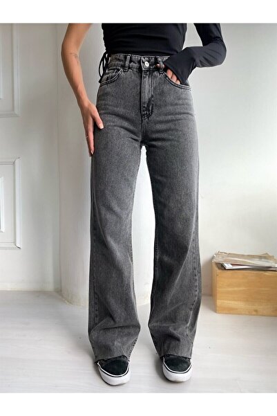 DRC trend Zoryaa Kadın Füme Power Likralı Süper Yüksek Bel Salaş Jeans Palazz...