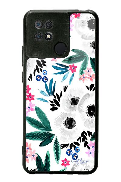 Spoyi Case for Xiaomi Redmi 10C White Flower Design Glossy Phone Case