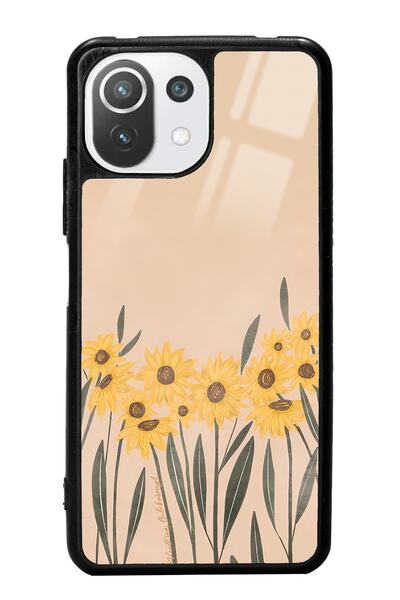 Spoyi Xiaomi Mi 11 Lite Watercolor SunFlower Tasarımlı Glossy Telefon Kılıfı