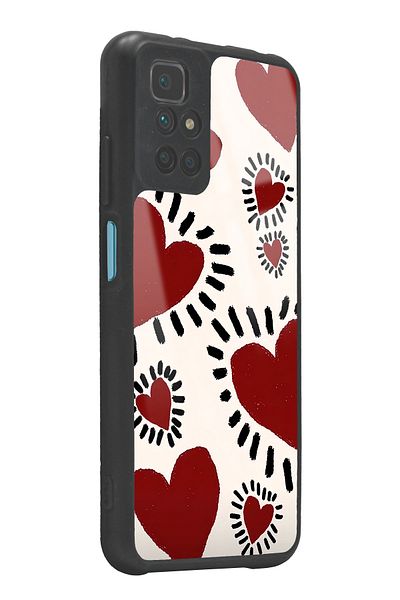 Spoyi حافظة هاتف لامعة بتصميم قلب فرشاة لهاتف Xiaomi Redmi 10