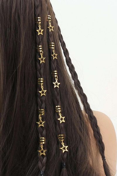 BAHELS Gold Bohema Star Hair Earrings Buckle Set 5 Pcs