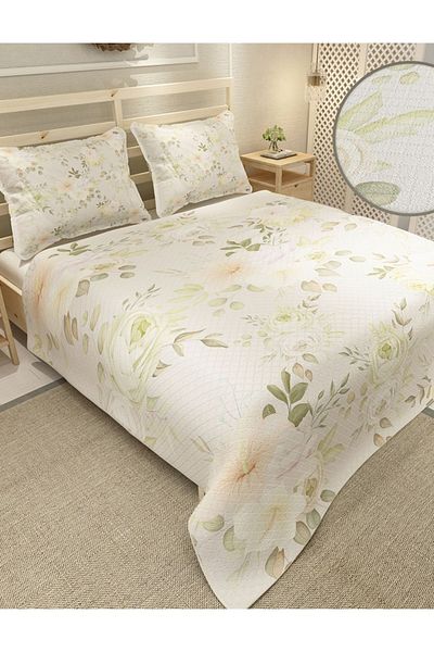 MonoHome Pique Set Cotton Double Jacquard Woven Bedspread Rose Bundle