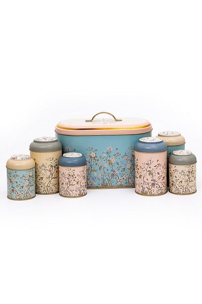 EVLE 7-Piece Botanica Erb01u2 Oval Bread Box Set