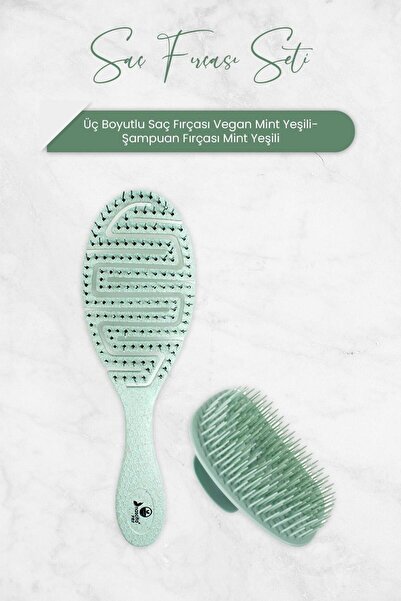nascita Mint Green Three-dimensional Hair Brush Vegan and Shampoo Brush