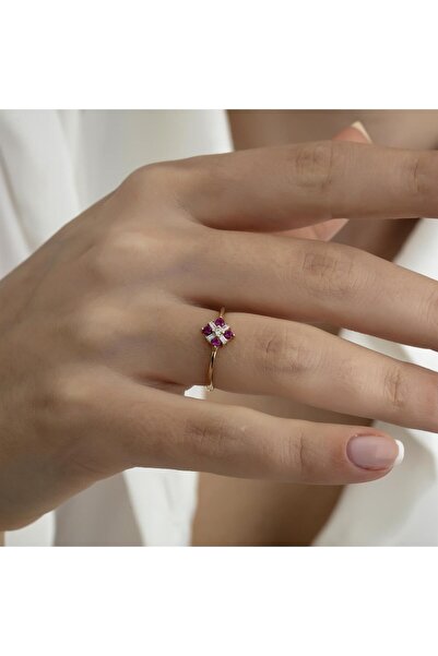 HEMS JEWELLERY 14 Ayar Altın Baget Shine Kombinlenebilir Minimal Yüzük