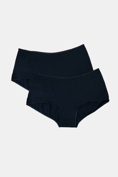 Malabadi Women's Black 2-Pack Wide-Brimmed Modal Slip Panties 1126