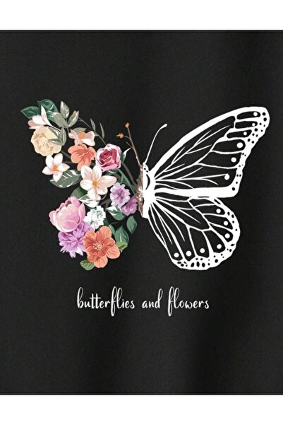 MORNİNG KİDS Cardigan negru cu fermoar imprimat cu flori colorate pentru copii