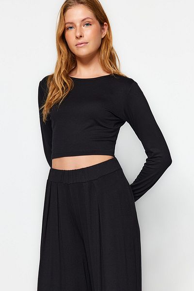 Trendyol Collection Black Viscose Knitted Pajamas Set TWOAW21AU0034