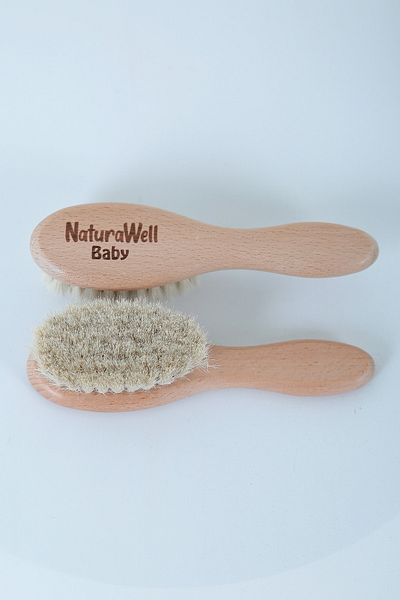 Naturawell 100% Goat Hair Natural Newborn Baby Soft Hair Brush Wood