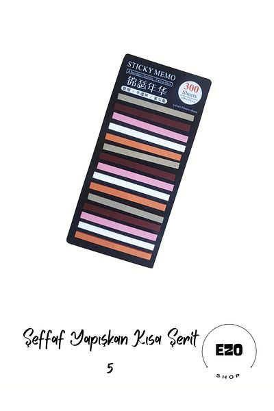 EZOSHOP Transparent Colored Sticky Notes - Adhesive Label, Short Strip 5