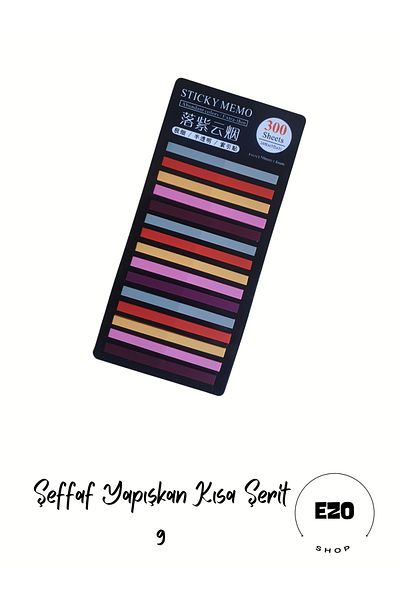 EZOSHOP Post-it Sticky Notes Transparent Color Adhesive Post-it Note Paper Label Short Strip 9