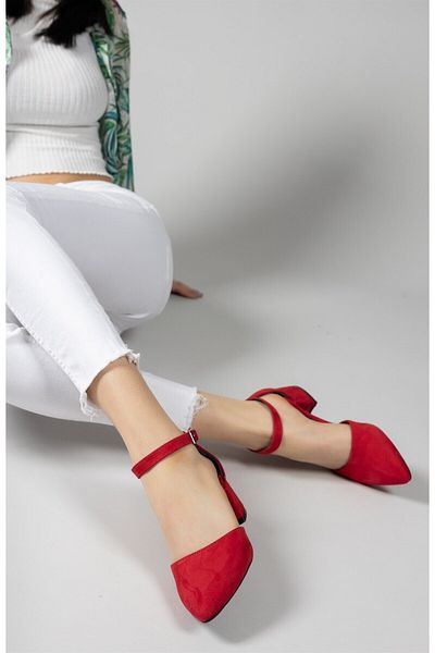 Riccon Women's Heeled Shoes00123801 Red Suede