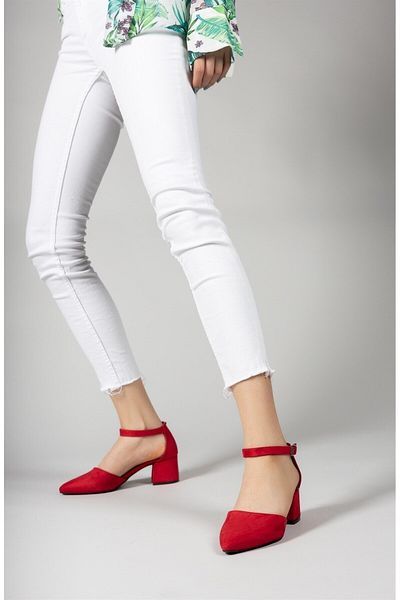 Riccon Women's Heeled Shoes00123801 Red Suede