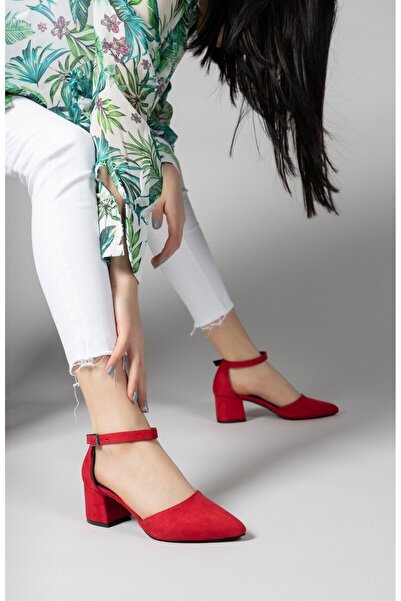 Riccon Women's Heeled Shoes00123801 Red Suede