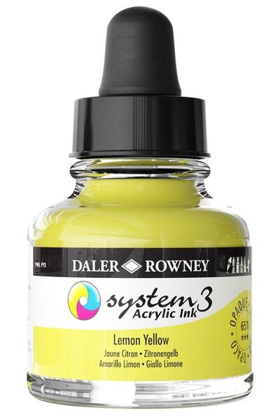 Daler Rowney System 3 Sıvı Akrilik Mürekkep Boya 29.5ml 651 Lemon Yellow