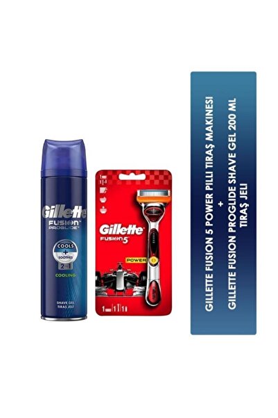 Gillette Fusion 5 Power Pilli Tıraş Makinesi + Fusion Proglide Shave Gel 200 ...