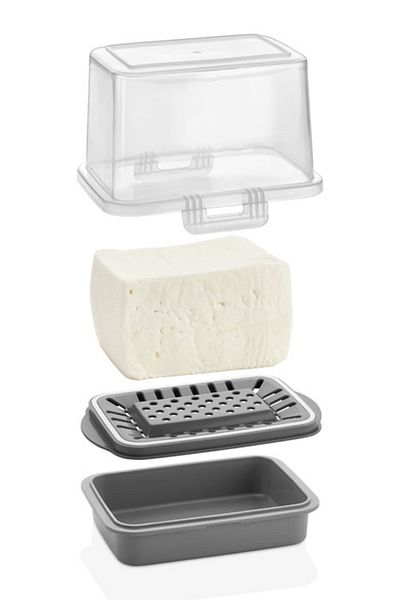 VİP AHMET Cheese Storage Container with Water Compartment Smoked