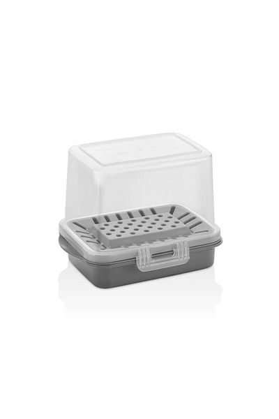 VİP AHMET Cheese Storage Container with Water Compartment Smoked