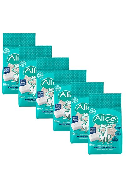 Alice Kartopu İnce Taneli Kedi Kumu/Beyaz Sabun Kokulu 6x10 lt.