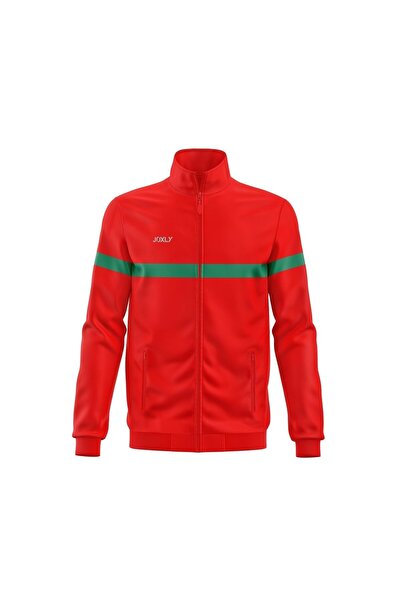 JOXLY Tam Fermuarlı Kırmızı Erkek Eşofman Üstü