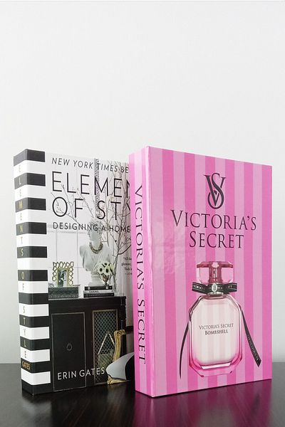 BayCazip Black and Pink Perfume Themed 2-Piece Decorative Book Box Looking Elements