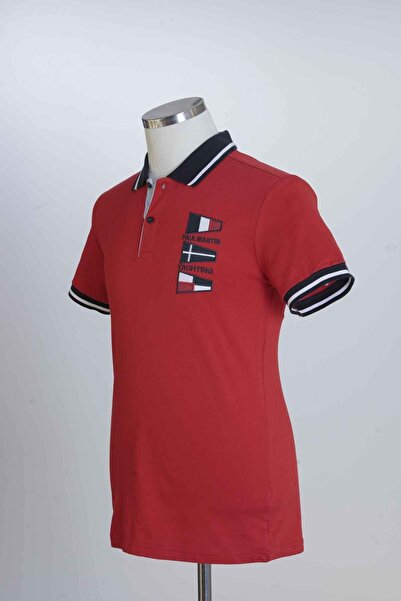 Paul Martin Canadian 100% Cotton, Pique Woven, polo neck T-shirt 5016Red