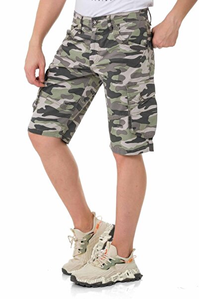 Cipo & Baxx Ck286 Kargo Cep Kamuflaj Keten Erkek Kapri Şort