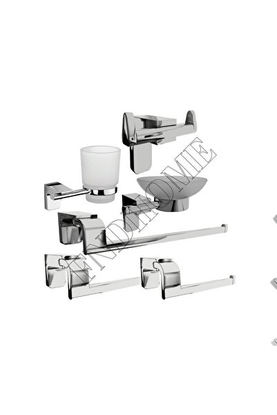 FNDHOME Krom Lux 6 Lı Banyo Seti Bornoz Askılık, Açık Wc Kağıtlık, Solo Havlu...