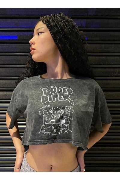 Gofeel Y2k Löded Bottom Printed Vintage Washable Oversize Crop