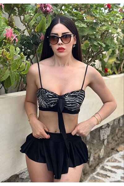 KAYAHAN COLLECTION Üstü Pul Detaylı Şortetkli Kadın Bikini Takımı