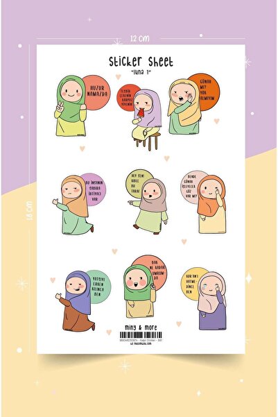 MuslimWalk Luna Sticker Seti - 30 Parça, 3 Yaprak