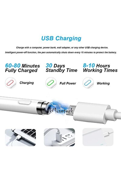 m.tk moveteck Xiaomi Pad 6 Tablet Uyumlu Kalem Pen Android Pencil Dokunmatik Stylus Yazı Çizim Kalemi Active Touch