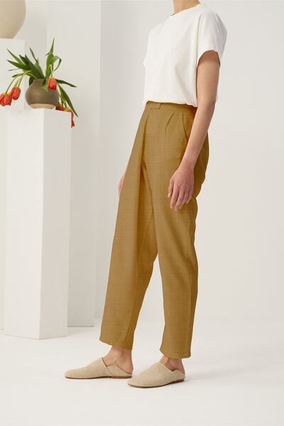 EBU Prive Γυναικείο ασύμμετρο παντελόνι από οργανικό βαμβάκι με κέλυφος καρυδιάς